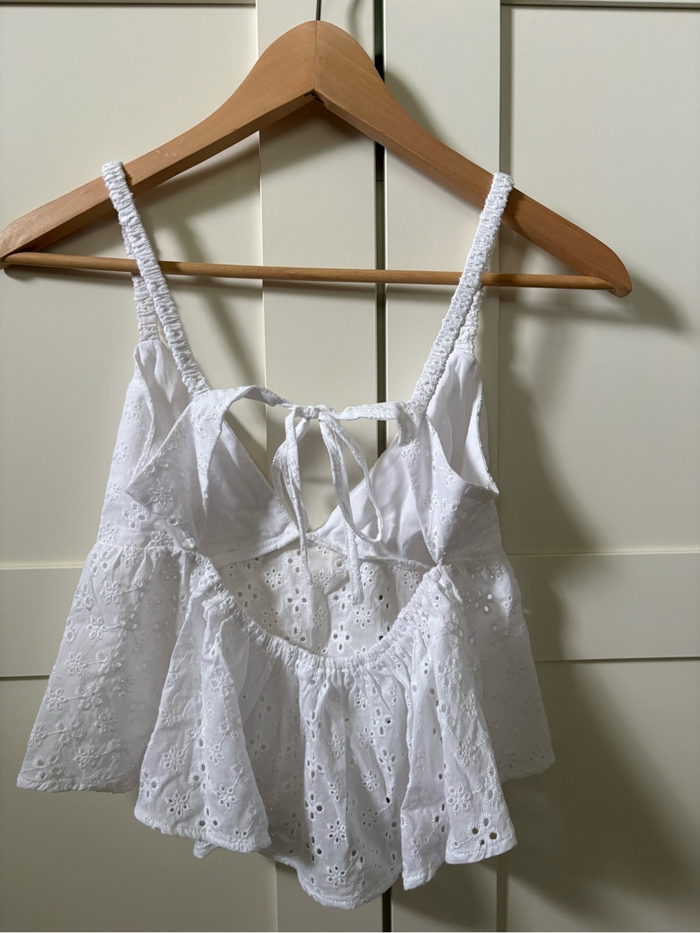 Garage White Eyelet Tie-Back Camisole